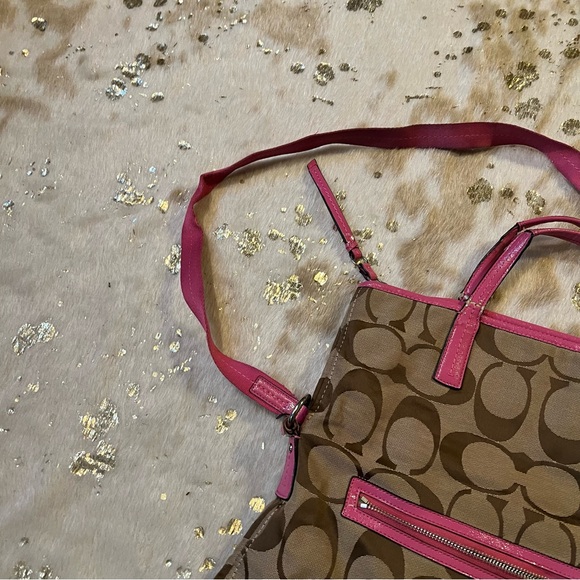 Coach Khaki and Fuchsia Bag-Bad Condition-Craft Project - Picture 8 of 10